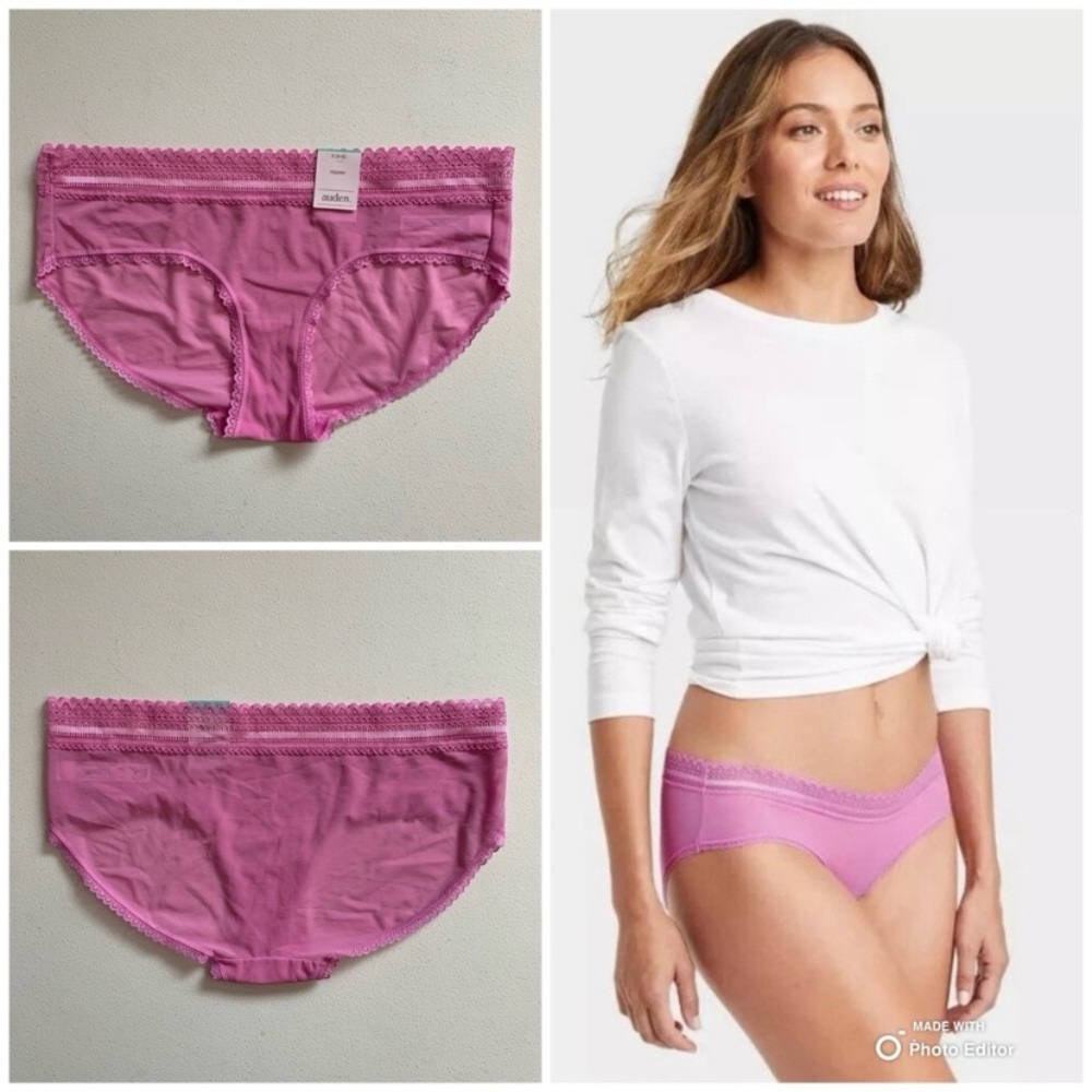 Auden Pink Mauve Lace Trimmed Hipster Underwear Panty Size Small NWT